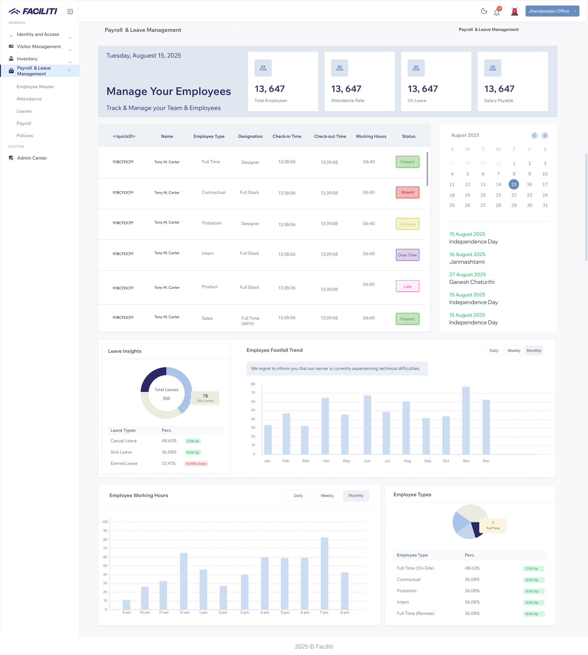 FACILITI Dashboard